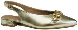 scarpe donna ballerina slingback a punta bassa con fibbia morsetto dorato elegante articolo francesco brunelli ba4102 in vera pelle oro platino pellame molto morbido e accessori oro con cinturino alla caviglia tallone 100% made in italy scarpe con negozio a civitanova marche collezione moda primavera estate calzature artigianali online spedizione in tutta italia pagamento alla consegna