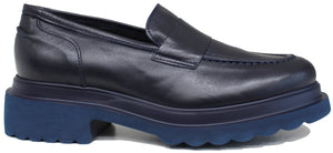 scarpe donna tendenza crown mocassino fl elegante sportivo liscio senza accessorio in vera pelle blu con suola in eva leggerissima e alta calzature artigianali online moda 100% made in italy con negozio a civitanova marche spedizioni in tutta Italia e pagamento alla consegna