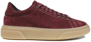 scarpe uomo tendenza sneaker bassa casual elegante sportiva per cerimonia IPL 4190 in vera pelle camoscio rosso bordò barolo con suola nocciola molto leggera oversize calzature artigianali 100% made in italy negozio a civitanova marche collezione moda soletta morbida estraibile per plantare spedizioni in tutta italia pagamento alla consegna 